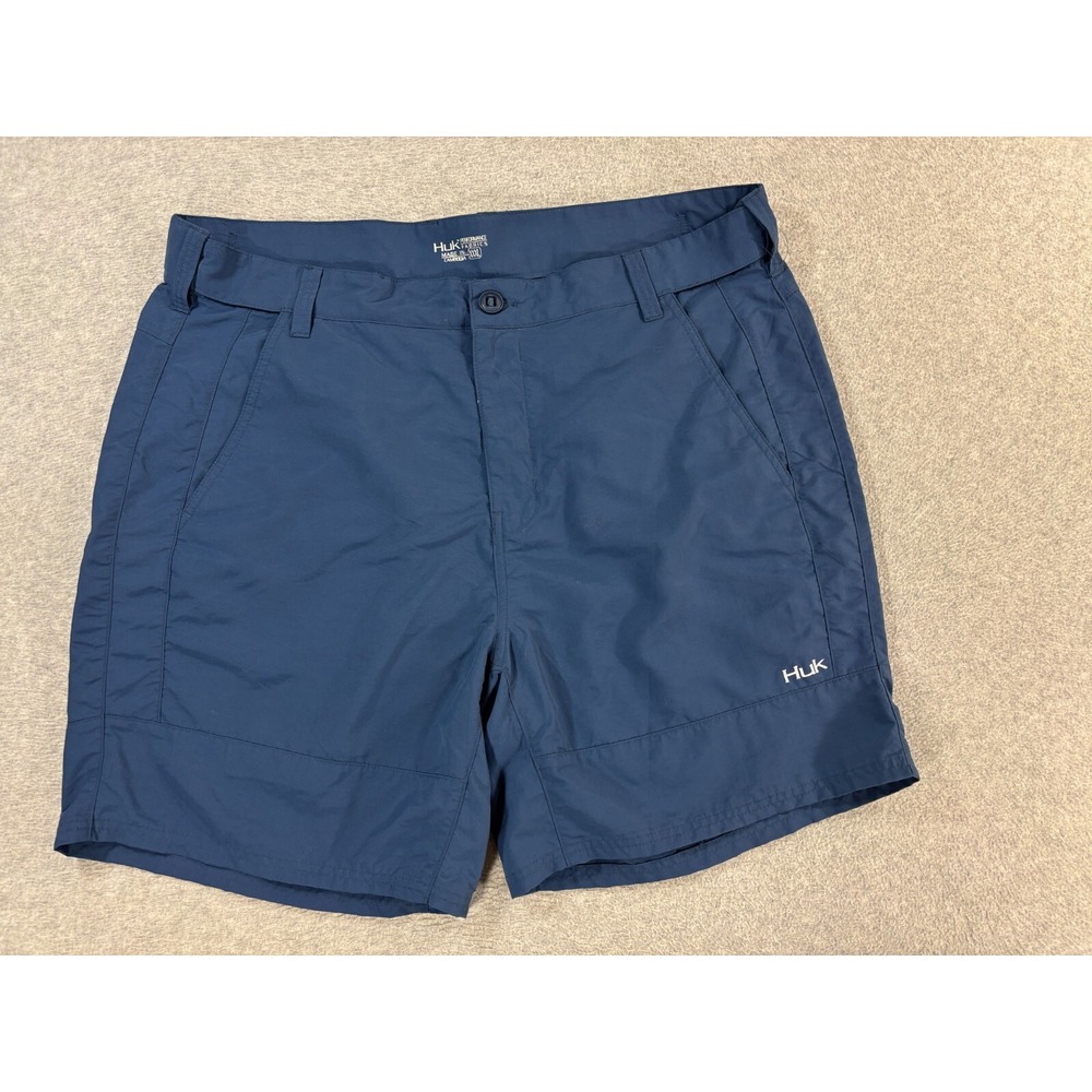 HUK Performance Light Weight Fishing‎ Shorts (Men's 2XL) Blue - 7"